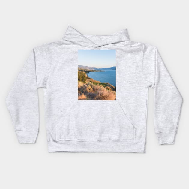 Summer Evening View of Okanagan Lake and Naramata Kids Hoodie by Amy-K-Mitchell